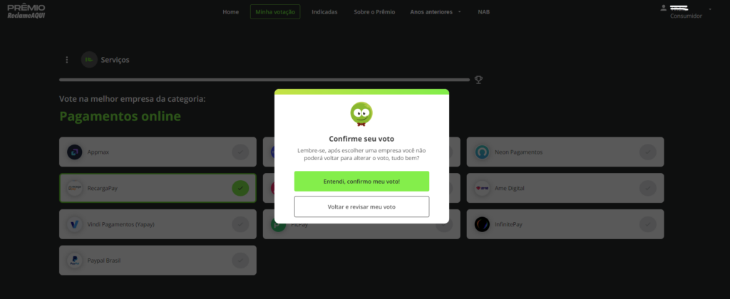 Prêmio Reclame AQUI 2022: veja como votar na RecargaPay - RecargaPay Blog