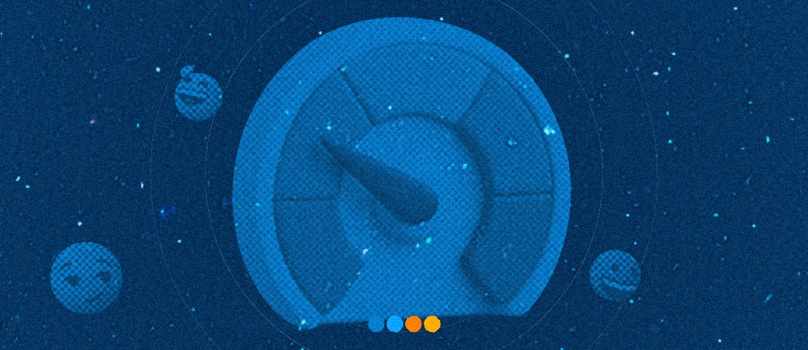 Gráfico de medidor em tons de azul