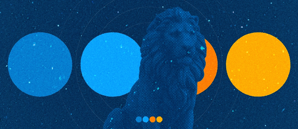 Leão símbolo do IR com fundo nas cores do RecargaPay